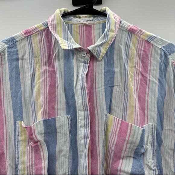 Bella Dahl Women's‎ Cap Sleeve Tie-Up Front Striped Button Down Shirt Size S - Picture 4 of 10